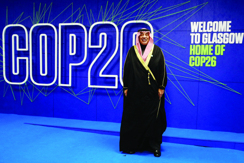 GLASGOW: Kuwait's Prime Minister HH Sheikh Sabah Al-Khaled Al-Sabah arrives for the COP26 UN Climate Summit yesterday. - AFP n