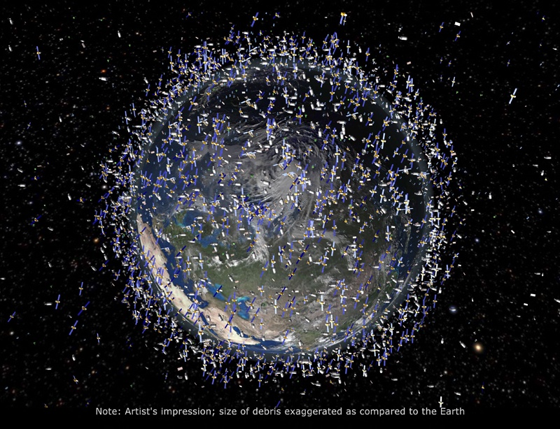This file artist's impression released on Sept 1, 2011 shows the debris field in low-Earth orbit based on actual data, not items in their actual size or density. - AFP n