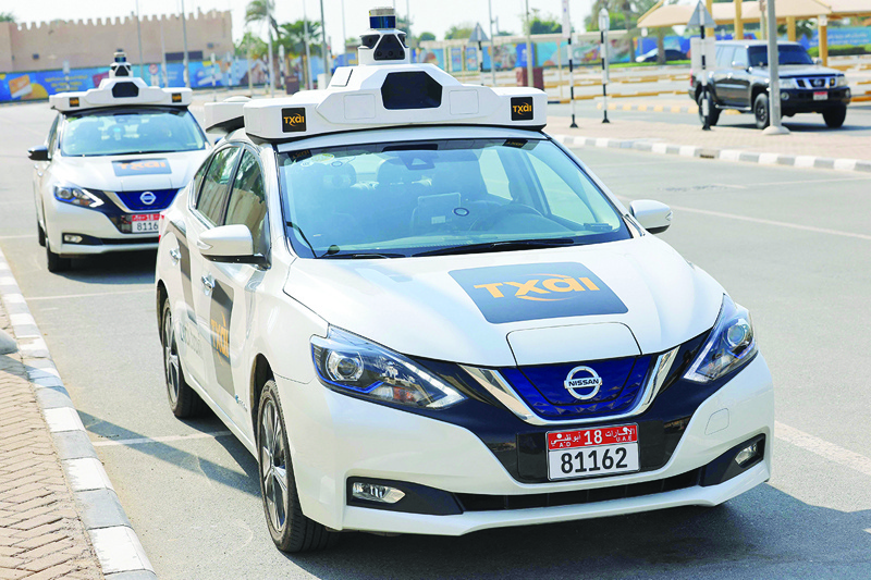 YAS ISLAND: Photo shows a view of one of the self-driving taxis being used in the UAE capital Abu Dhabi, to transport passengers to the nearby Yas Island. - AFP n