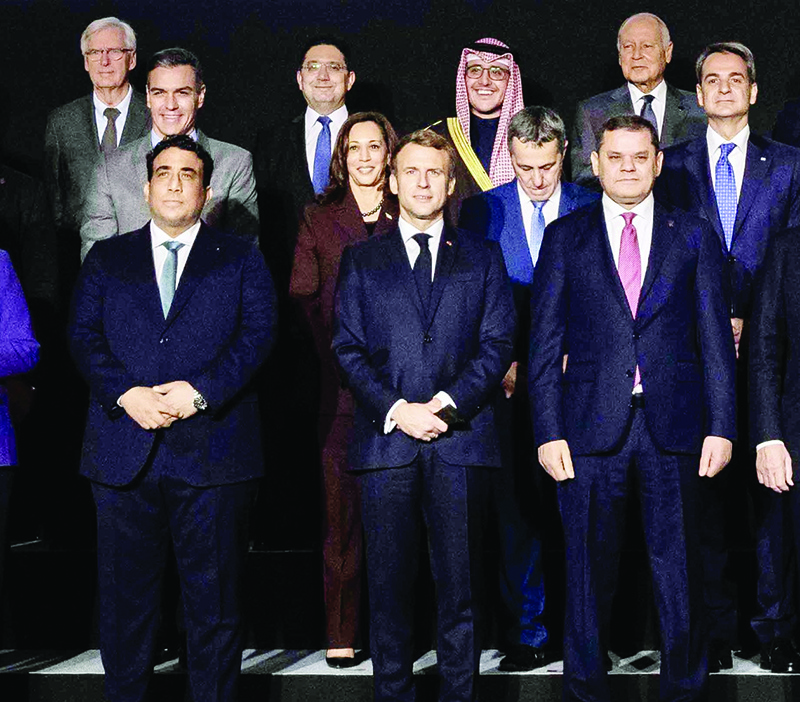 PARIS: Kuwait’s Foreign Minister Sheikh Dr Ahmad Nasser Al-Mohammad Al-Sabah is seen in a group photo with world leaders at the international conference on backing Libya, held in Paris, France. — KUNA