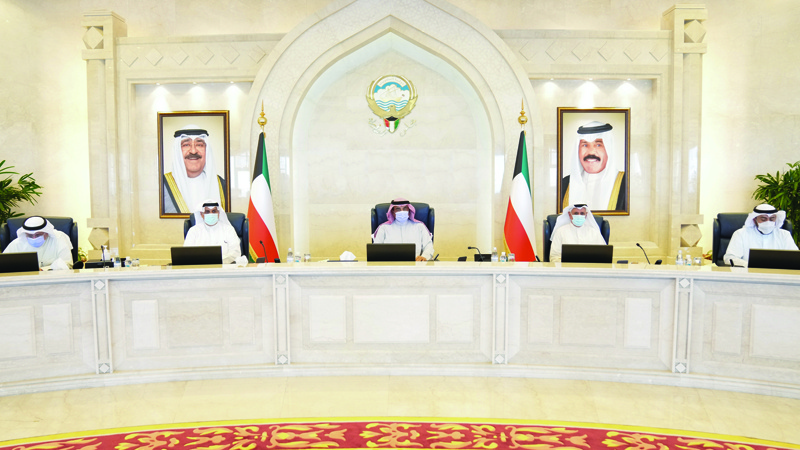 KUWAIT: His Highness the Prime Minister Sheikh Sabah Al-Kahled Al-Hamad Al-Sabah chairs the Cabinet's meeting yesterday. - KUNAn