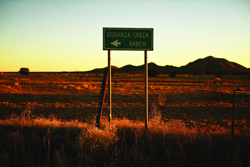 Signage indicating the location of the Bonanza Creek Ranch film set, near where a crew member was fatally shot during production of the western film “Rust”, is seen on October 28, 2021 in Santa Fe, New Mexico.—AFP n