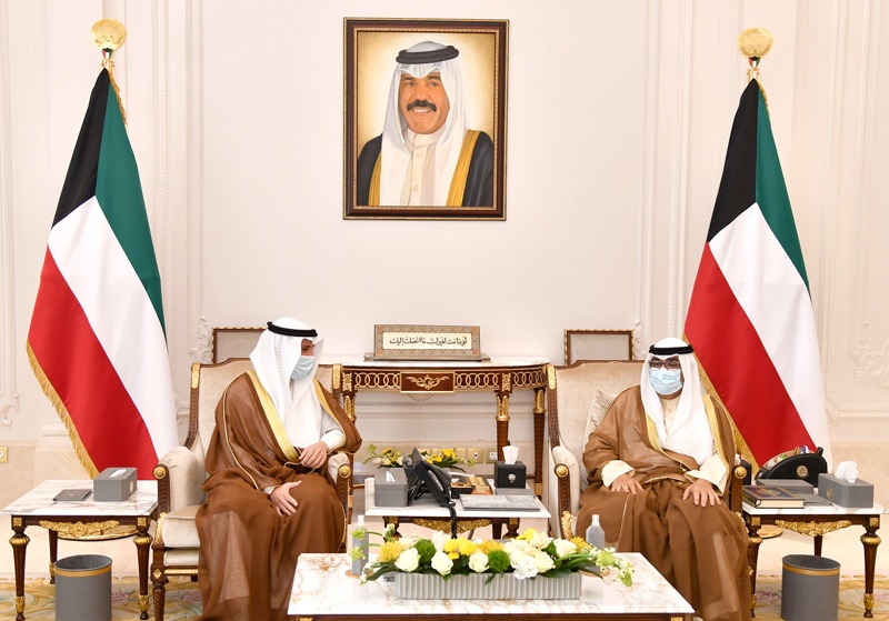 KUWAIT: His Highness the Crown Prince Sheikh Mishal Al-Ahmad Al-Jaber Al-Sabah meets National Assembly Speaker Marzouq Ali Al-Ghanem. - KUNA photosn