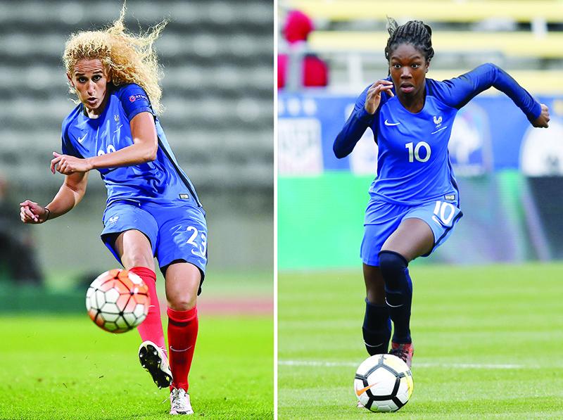 PARIS: This combination of file photographs shows France’s Kheira Hamraoui (left) and Aminata Diallo. — AFP