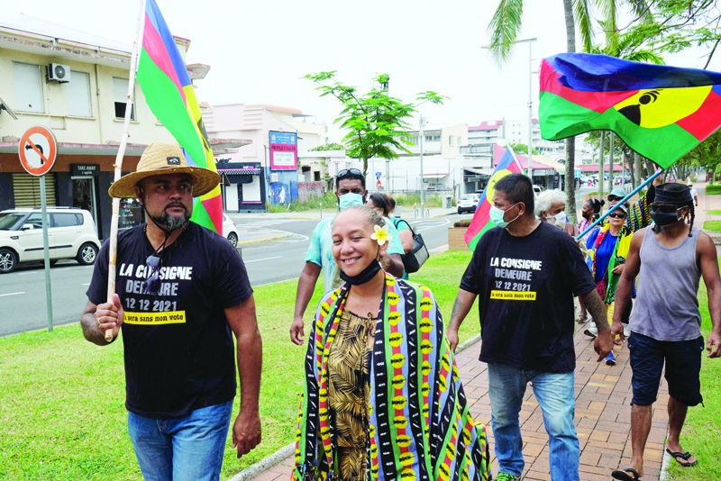 NOUMEA: Independentists demonstrate the morning after the self determination referendum in Noumea, in the French South Pacific territory of New Caledonia yesterday. – AFPnnn