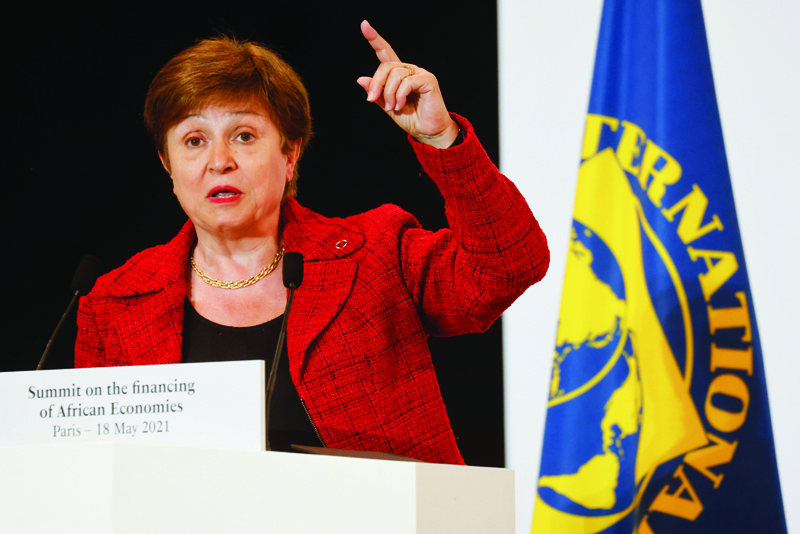 PARIS: International Monetary Fund (IMF) Managing Director Kristalina Georgieva speaks during a joint press conference at the end of the Summit on the Financing of African Economies in Paris. - AFPnn
