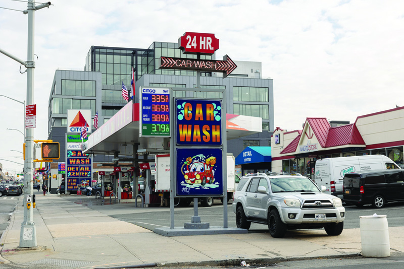 QUEENS, US: The price of gasoline is displayed at a gas station in Queens, New York on Friday.-AFPn