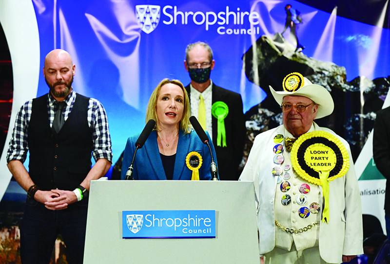 SHREWSBURY, England, United Kingdom: Liberal Democrat candidate Helen Morgan speaks after being elected as Member of Parliament for North Shropshire at the by-election count centre in Shrewsbury, in the west of England. —AFP