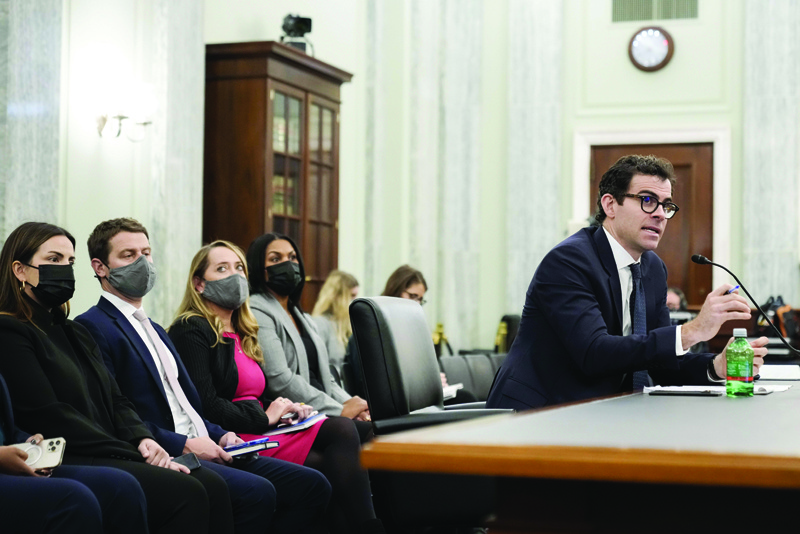 WASHINGTON: Head of Instagram Adam Mosseri testifies during a Senate Commerce, Science, and Transportation Committee hearing titled Protecting Kids Online: Instagram and Reforms for Young Users on Capitol Hill. - AFP n