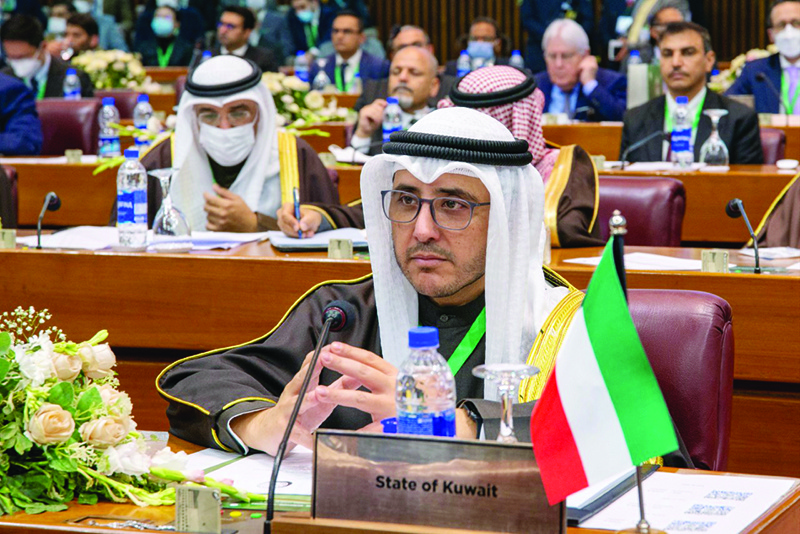 ISLAMABAD: Kuwait’s Foreign Minister Sheikh Dr Ahmad Al-Nasser Al-Sabah attends the Organization of Islamic Cooperation’s talks on Afghanistan. — KUNA