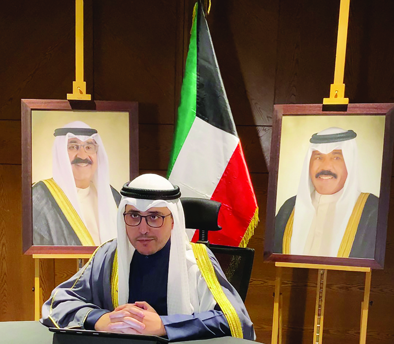 KUWAIT: Kuwait’s Foreign Minister Sheikh Dr Ahmad Nasser Al-Mohammad Al-Sabah addresses a donor conference. — KUNA photos