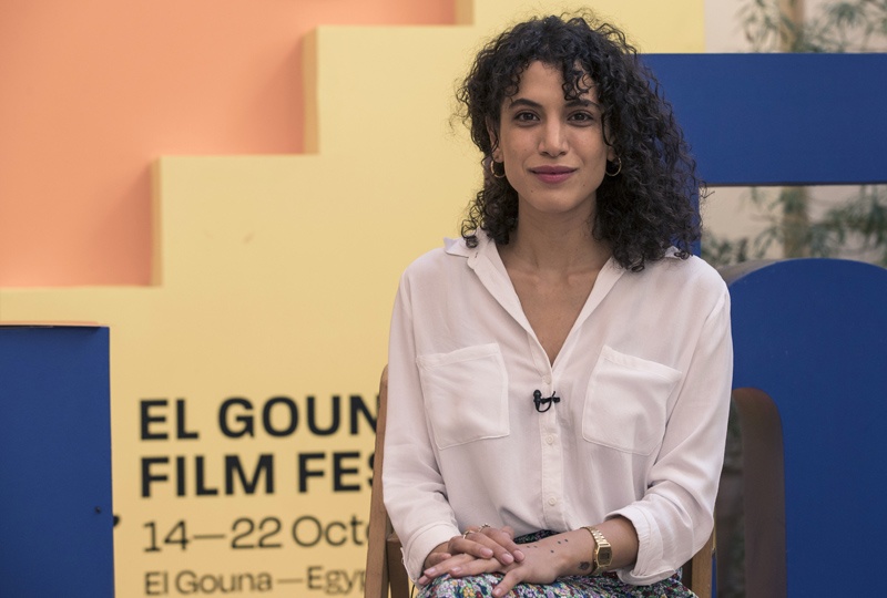 Iraqi actress and director Zahraa Ghandour poses for photo during an interview on the sideline of the 5th edition of the Gouna Film Festival in Egypt's Red Sea resort of el-Gouna.-AFP photosn