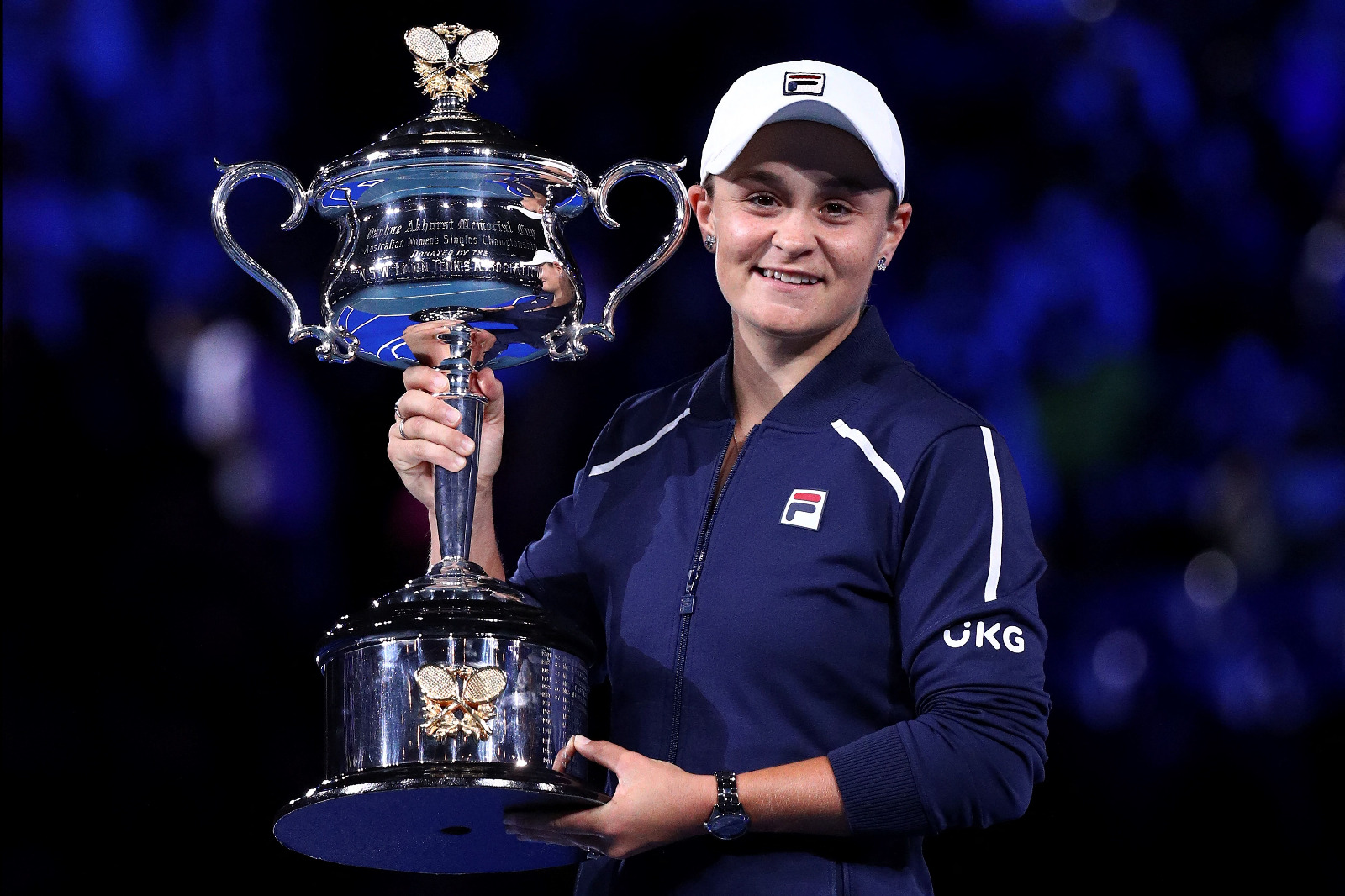 MELBOURNE: Australia's Ashleigh Barty holds her trophy following her victory in the women's singles final match against Danielle Collins of the US on day thirteen of the Australian Open tennis tournament in Melbourne on January 29, 2022. – AFP