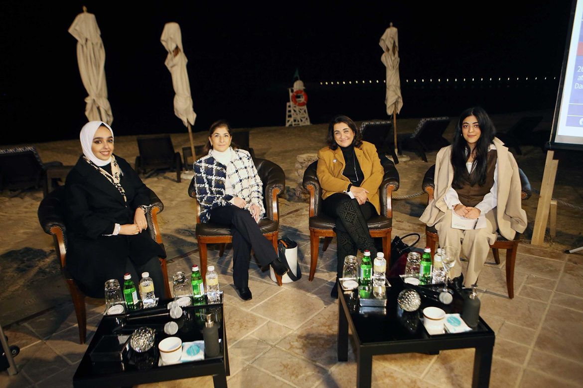 KUWAIT: The speakers (from left) Almaha Almari - Board member of Women's Cultural and Social Society, Sundus Hussein - Founding member of Abolish 153, Mae Al-Hajjaj - President of Soroptomist Kuwait and Leanah Al-Awadhi - Founding Member of Mudhawis. - Photo by Yasser Al-Zayyat