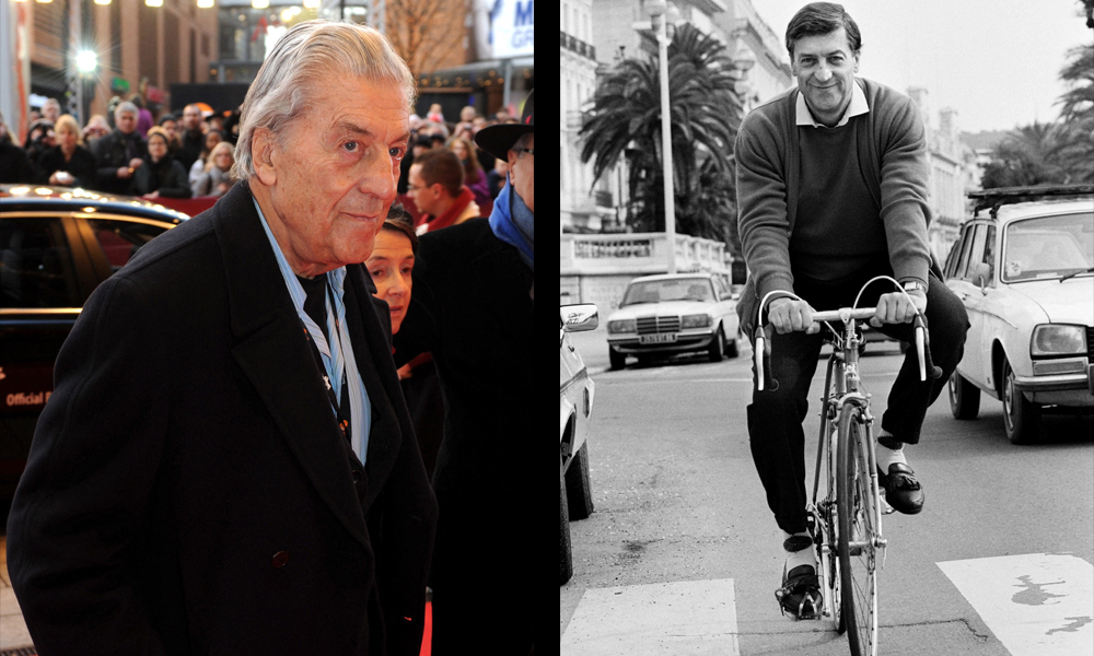 Italian fashion designer Nino Cerruti (left). In this file photo, Italian fashion designer Nino Cerruti rides his bike on the Promenade des Anglais in Nice on March 09, 1985. Pioneering Italian fashion designer Nino Cerruti has died at the age of 91, a source in the fashion industry confirmed to AFP, following media reports. (right)— AFP photos