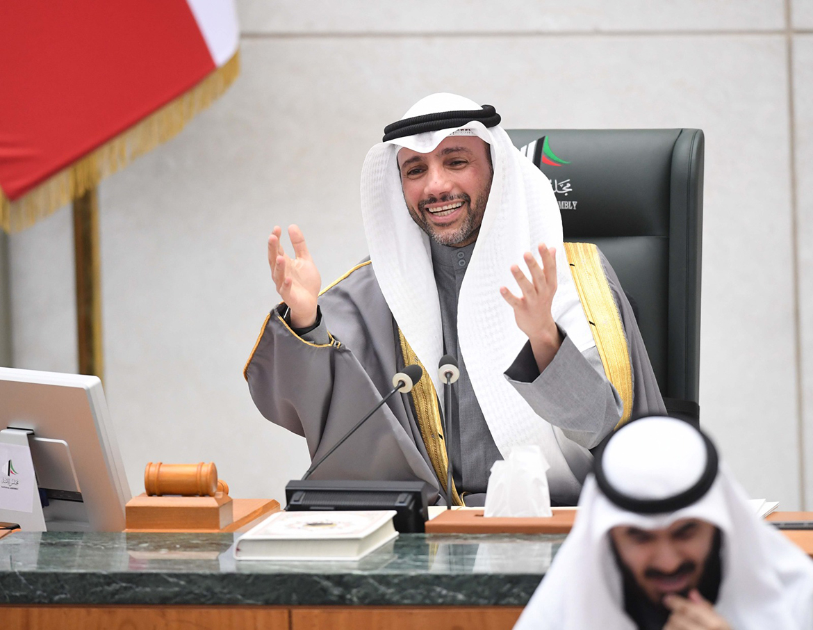 KUWAIT: National Assembly Speaker Marzouq Al-Ghanem gestures after the parliamentary session was cancelled yesterday. – Photo by Yasser Al-Zayyat
