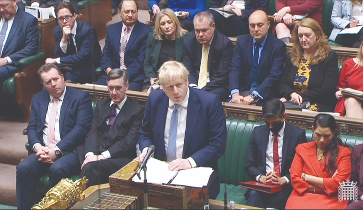 LONDON: A video grab shows British Prime Minister Boris Johnson making a statement to MPs following the release of the Sue Gray report in the House of Commons yesterday. - AFP