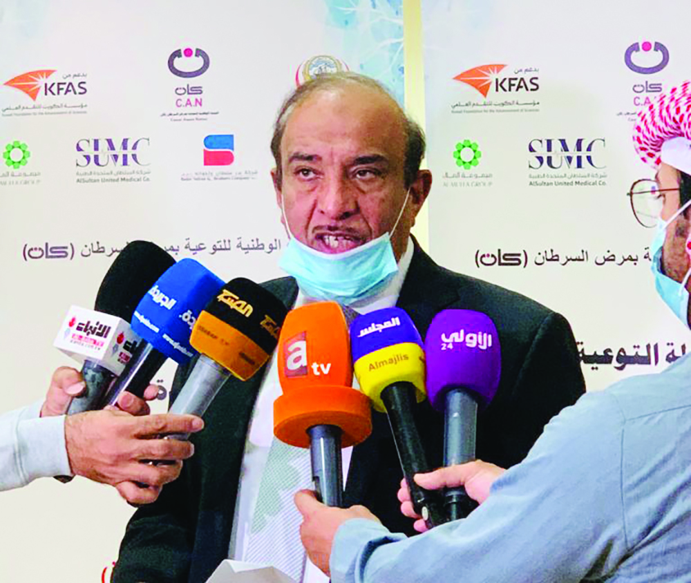 KUWAIT: Cancer Awareness Nation (CAN) Board Chairman Dr Khaled Al-Saleh speaks during the thyroid cancer campaign. — KUNA