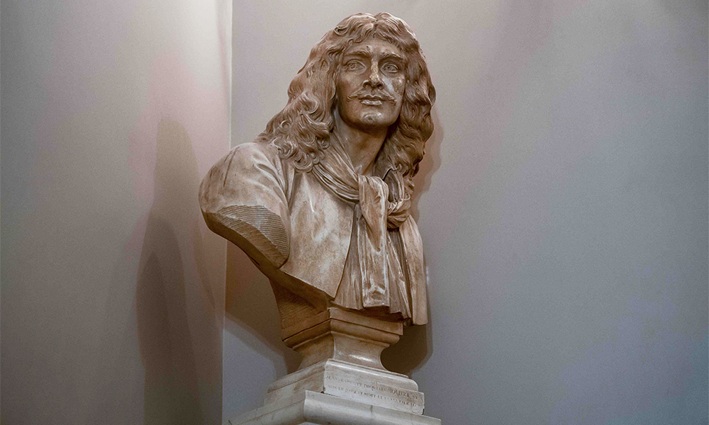 This file photo shows the bust of French playwright Moliere, at the Comedie Francaise, national theatre, in Paris. —AFP