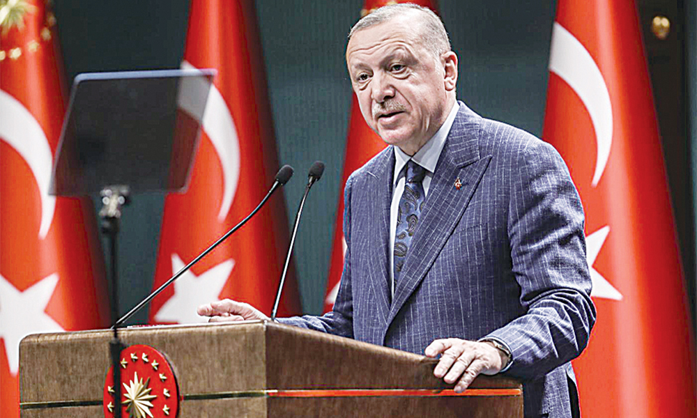 ANKARA: Turkish President Recep Tayyip Erdogan speaks during a press conference in Ankara. —AFP