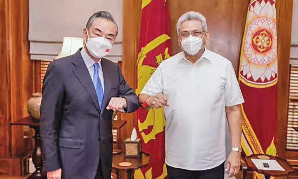 COLOMBO:Sri Lankan President Gotabaya Rajapaksa meets with State Councilor and Chinese Foreign Minister Wang Yi who was paying an official visit to Sri Lanka.—AFP