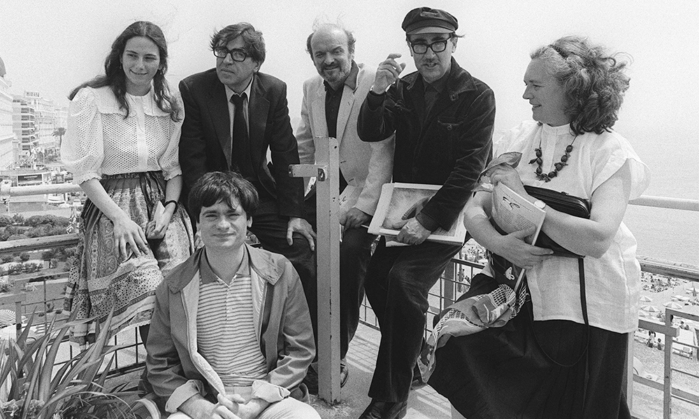 In this file photo taken on May 18, 1982 Italian film directors, brothers Paolo (second left), and Vittorio Taviani (second right) are accompanied by the actors, Sabina Vannucchi (left), Omero Antinutti(center), Margarita Lozano (right), and Claudio Bigagli for the presentation of their film ‘La Notte di San Lorenzo’ during the Cannes International Film Festival. — AFP