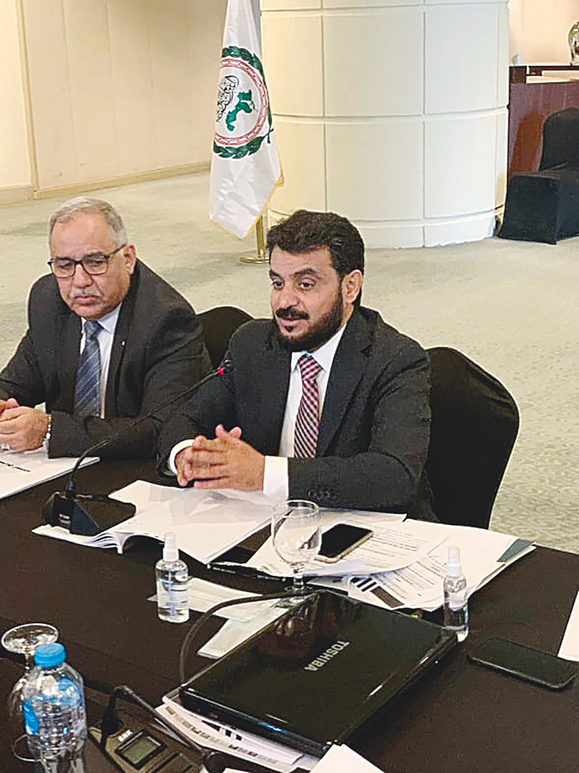 CAIRO: Kuwaiti MP Dr Mohammad Al-Huweila attends a meeting for the Arab Parliament's Committee for Foreign, Political and National Security Affairs in Cairo, Egypt yesterday. - KUNA