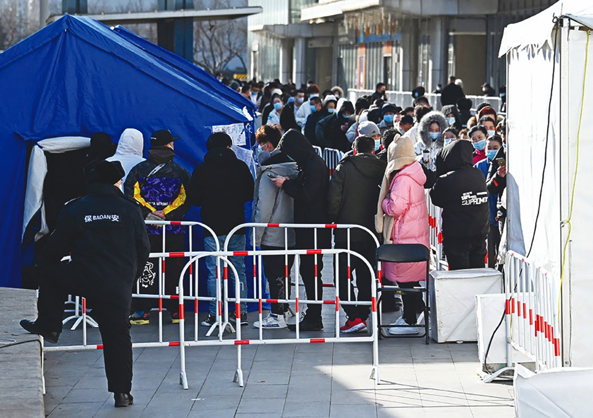 BEIJING: People queue for a swab test for the COVID-19 coronavirus in Beijing. – AFP