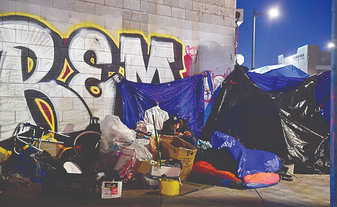LOS ANGELES: A homeless encampment is pictured on the streets of Los Angeles, California.-AFP