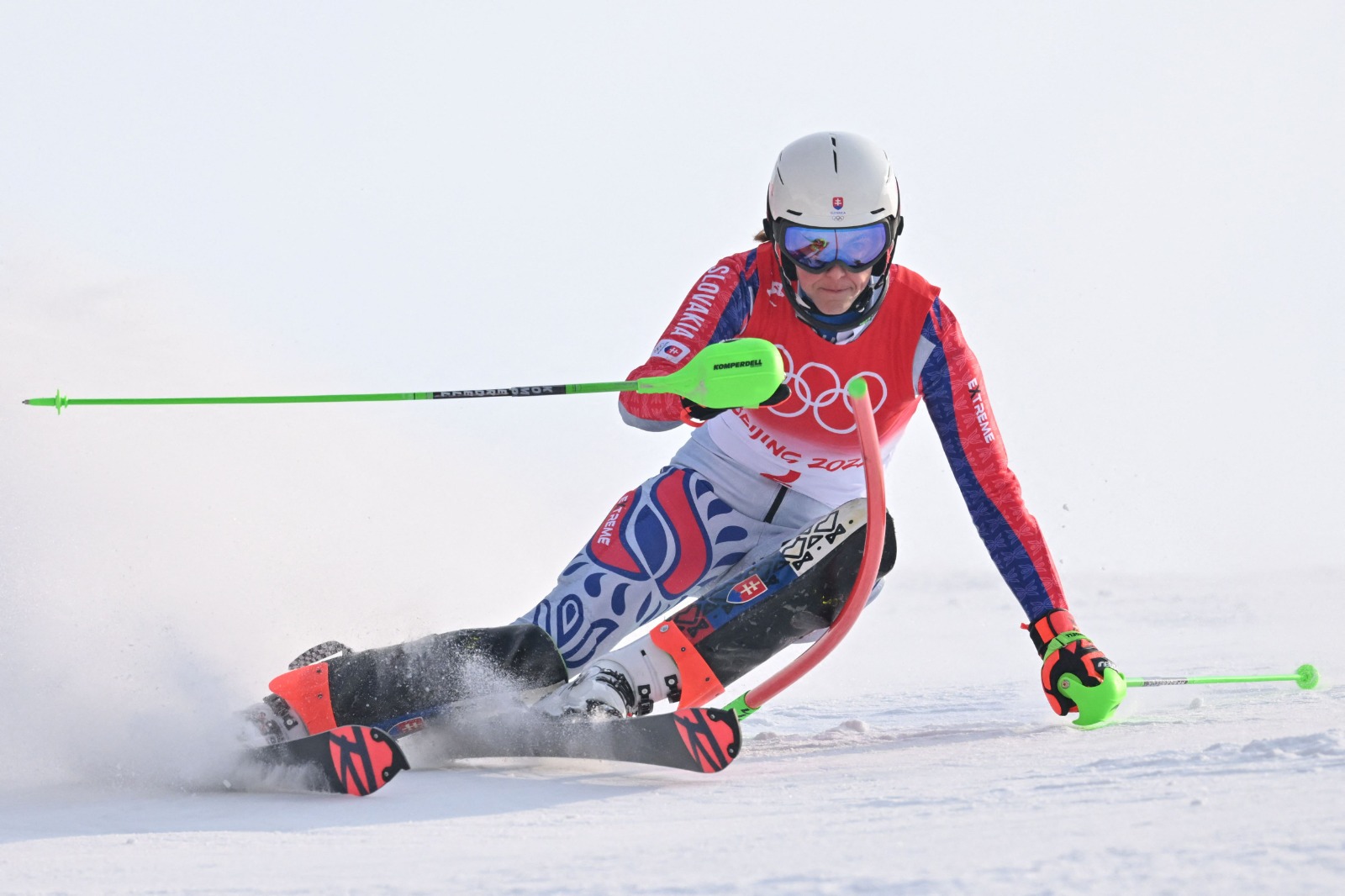 YANQING, China: Slovakia's Petra Vlhova competes in the first run of the women's slalom during the Beijing 2022 Winter Olympic Games at the Yanqing National Alpine Skiing Centre yesterday. – AFP