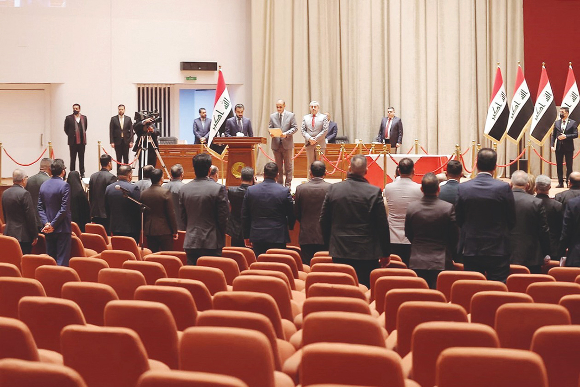 BAGHDAD: Few Iraqi lawmakers attend a scheduled parliament session yesterday, with most major political blocs boycotting it. – AFP