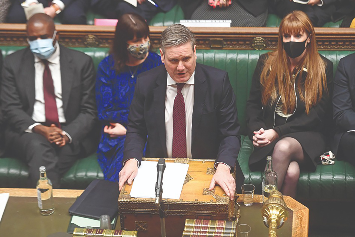 LONDON: A handout photograph released by the UK Parliament shows Britain's main opposition Labour Party leader Keir Starmer (C) attending Prime Minister's Questions (PMQs) in the House of Commons in London. – AFP