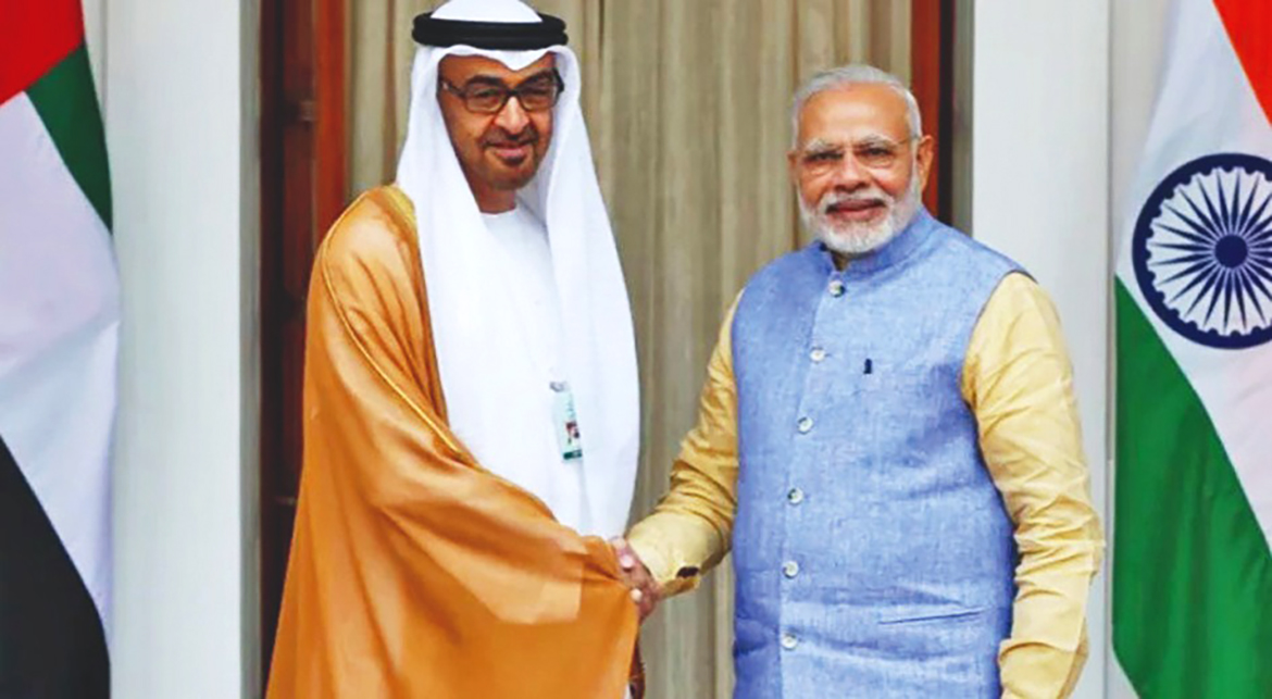 Abu Dhabi Crown Prince Mohammed bin Zayed Al-Nahyan and India’s Prime Minister Narendra Modi in this file photo.