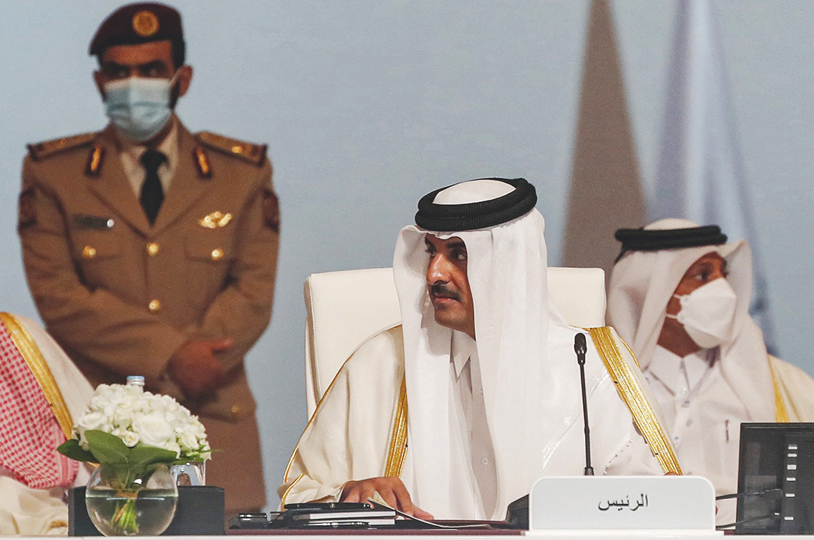 DOHA: Qatari Amir Sheikh Tamim bin Hamad Al-Thani chairs the final session of the Gas Exporting Countries Forum summit yesterday. – AFP