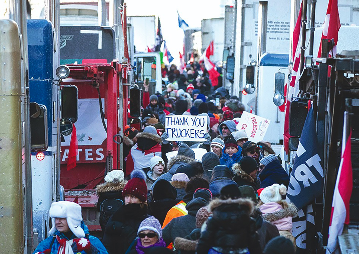 OTTAWA, Canada: In this file photo, supporters arrive at Parliament Hill for the Freedom Truck Convoy to protest against COVID-19 vaccine mandates and restrictions in Ottawa, Canada. - AFP