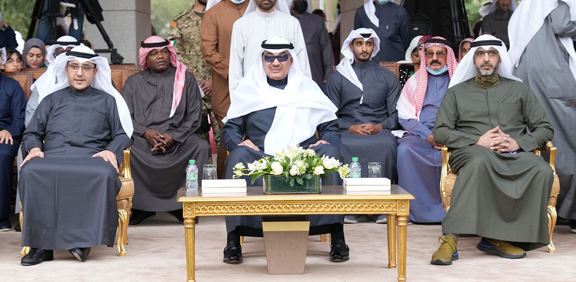 KUWAIT: His Highness the Prime Minister Sheikh Sabah Al-Khaled Al-Hamad Al-Sabah (center) attends the heritage live show. - KUNA photos