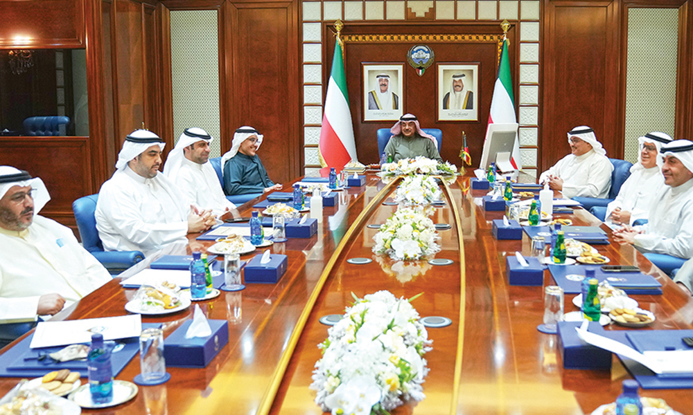 KUWAIT: His Highness the Prime Minister Sheikh Sabah Khaled Al-Hamad Al-Sabah chairs the Cabinet’s meeting on Tuesday. — KUNA