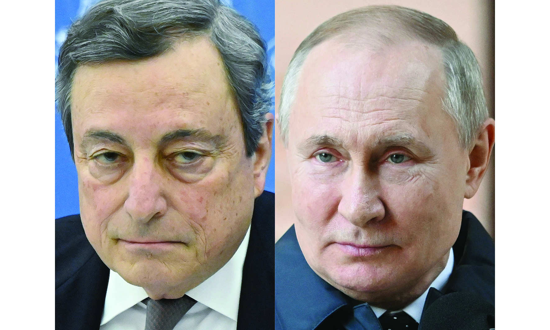 MOSCIW: This combination of pictures shows Italy's Prime Minister Mario Draghi (left) and Russian President Vladimir Putin.-AFPnn