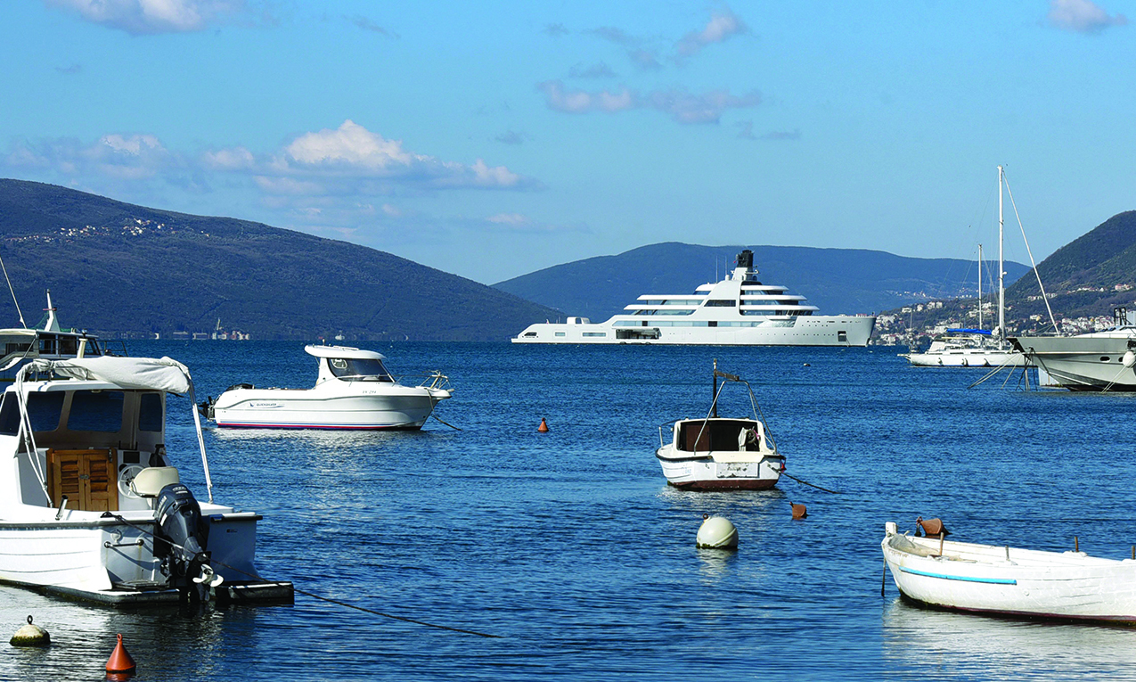 TIVAT: Superyacht Solaris, owned by the Russian oligarch Roman Abramovich, which is under UK sanctions, sails towards the luxury yacht marina Porto Montenegro. The owner of the London football club 'Chelsea' is among the Russian oligarchs against whom Great Britain imposed sanctions as part of the response to the Russian invasion of Ukraine. - AFPn