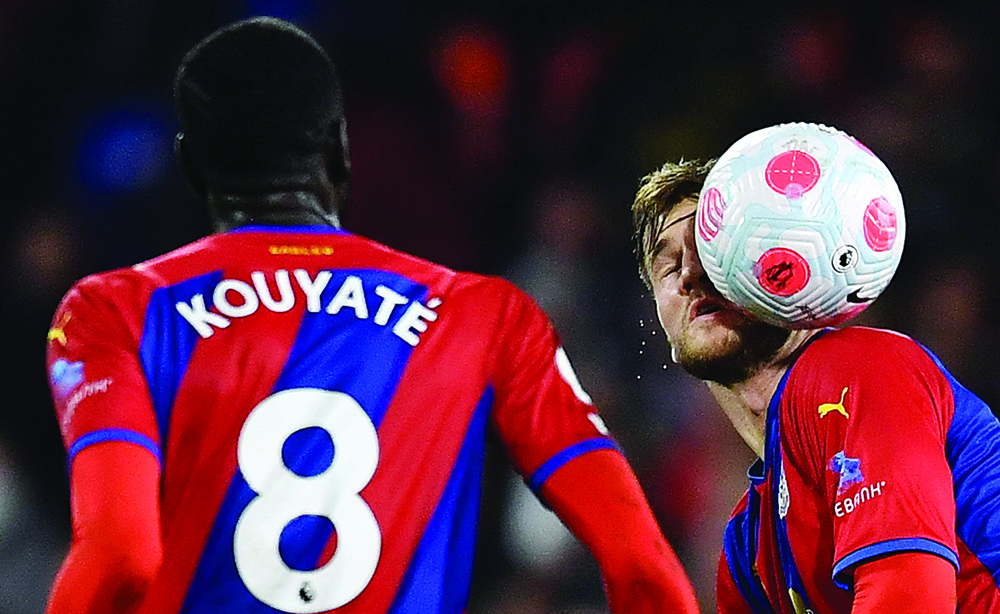 LONDON: Crystal Palace's Danish defender Joachim Andersen (right) controls the ball during the English Premier League football match between Crystal Palace and Manchester City on March 14, 2022. - AFPn