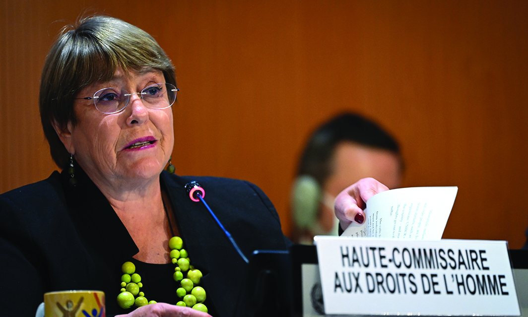 GENEVA: United Nations High Commissioner for Human Rights Michelle Bachelet delivers a speech at the opening of a session of the UN Human Rights Council.  – AFPn