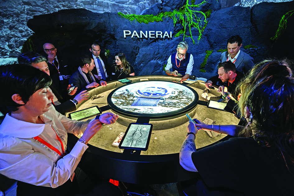 Journalists discover novelties at the booth of Italian luxury watch manufacturer Panerai, owned by Richemont group, on the opening day of the Watches and Wonders Geneva show, in Geneva.—AFP photos