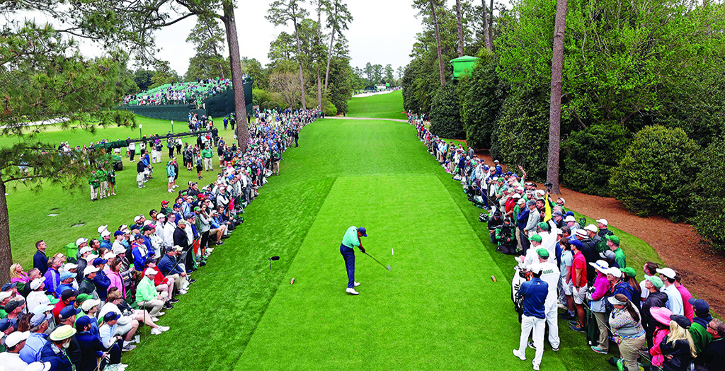 AUGUSTA, Georgia: Tiger Woods plays his shot from the 18th tee during the second round of The Masters at Augusta National Golf Club on April 8, 2022. – AFP
