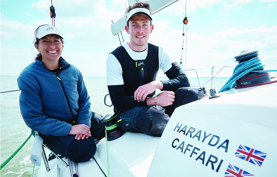 CAGLIARI: This handout photograph released on April 19, 2022 shows Britain's James Harayda and Dee Caffari as they compete in WOLD Sardinia 2020 sailing event off the coast of Sardinia on Aug 18, 2020. - AFP