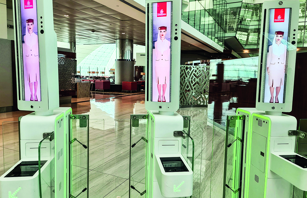 DUBAI: Photo shows newly deployed fast-track gates that use face and iris-recognition technologies at Dubai International Airport. - AFP