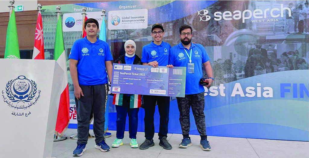 KUWAIT: Members of the Kuwaiti Team Blue Tech Youth Valley celebrate qualifying for the finals of the annual International SeaPerch Challenge.