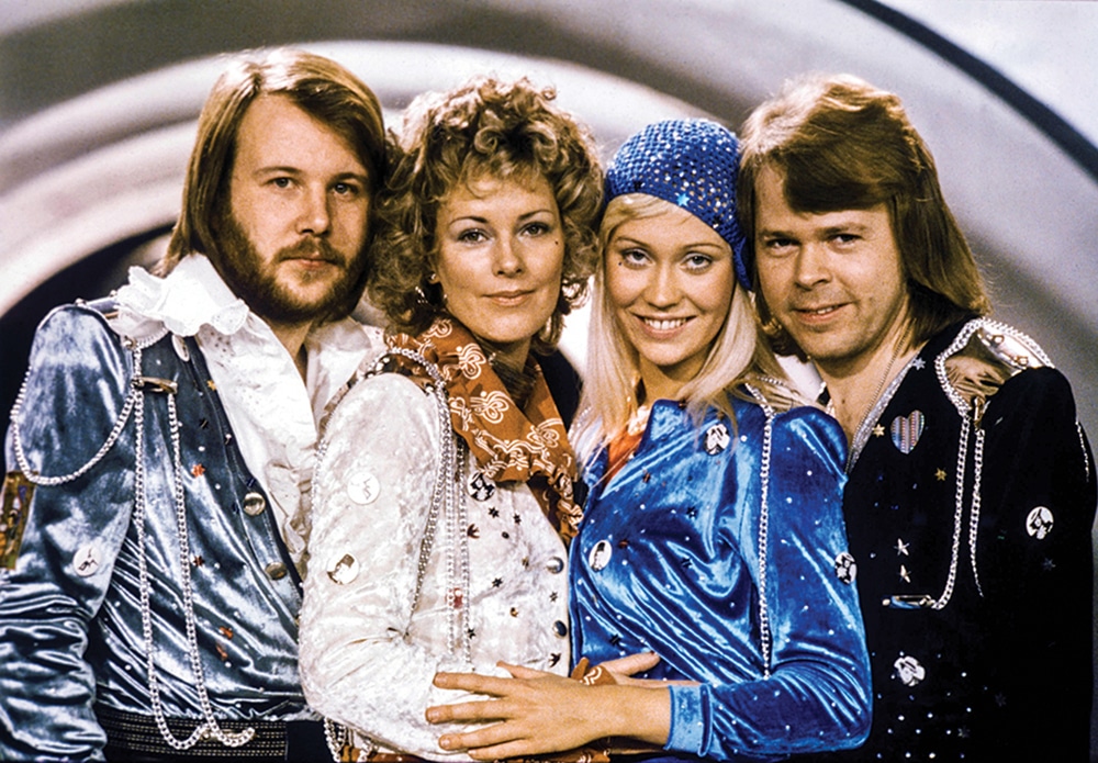 This file photo taken on February 9, 1974 in Stockholm shows the Swedish pop group Abba with its members (from left to right) Benny Andersson, Anni-Frid Lyngstad, Agnetha Faltskog and Bjorn Ulvaeus posing after winning the Swedish branch of the Eurovision Song Contest with their song “Waterloo”. — AFP