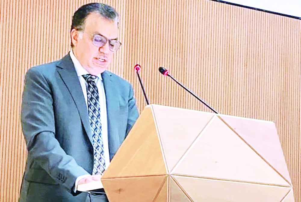 GENEVA: Kuwaiti Minister of Health Dr Khaled Al-Saeed speaks at the World Health Assembly. —KUNA