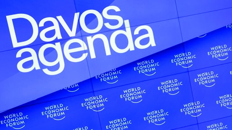 The logo of the World Economic Forum (WEF) is pictured during the Davos Agenda 2022, in Cologny near Geneva, Switzerland, 18 January 2022.