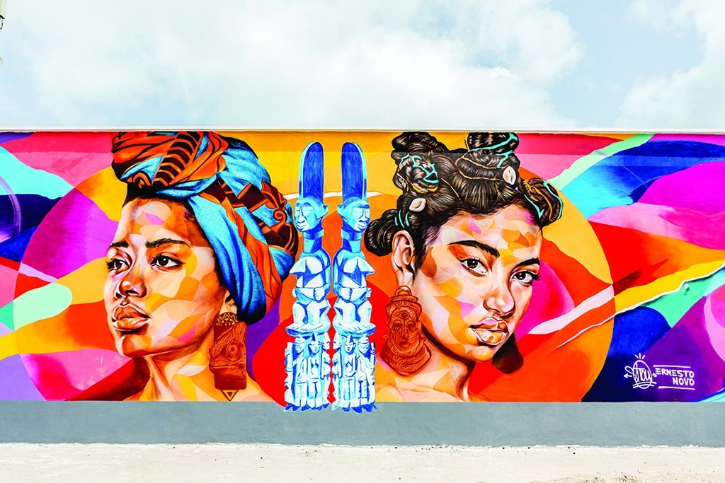 A general view of one of the works produced by the Togolese artist Sitou Matthia, as part of the Effet Graff festival, whose objective is to achieve one of the longest murals in the world, in Cotonou on May 18, 2022. – AFP photos